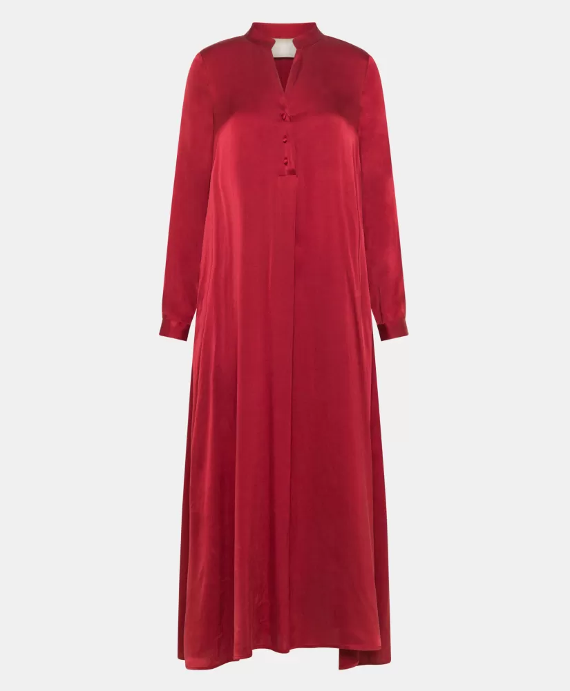 VESTITO ATENA IN SETA SANDWASHED UNITA-ROSSO CARMINIO-Momoni Cheap
