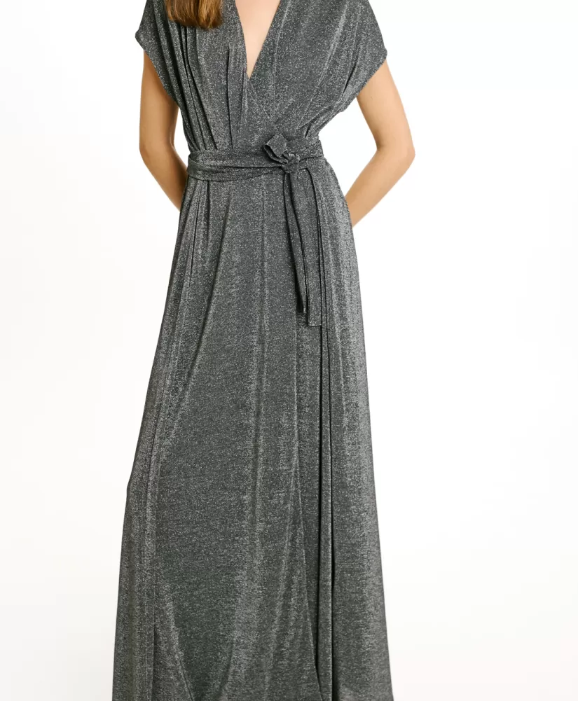 VESTITO COTONARIA IN JERSEY LUREX -GRIGIO SCURO-Momoni Flash Sale