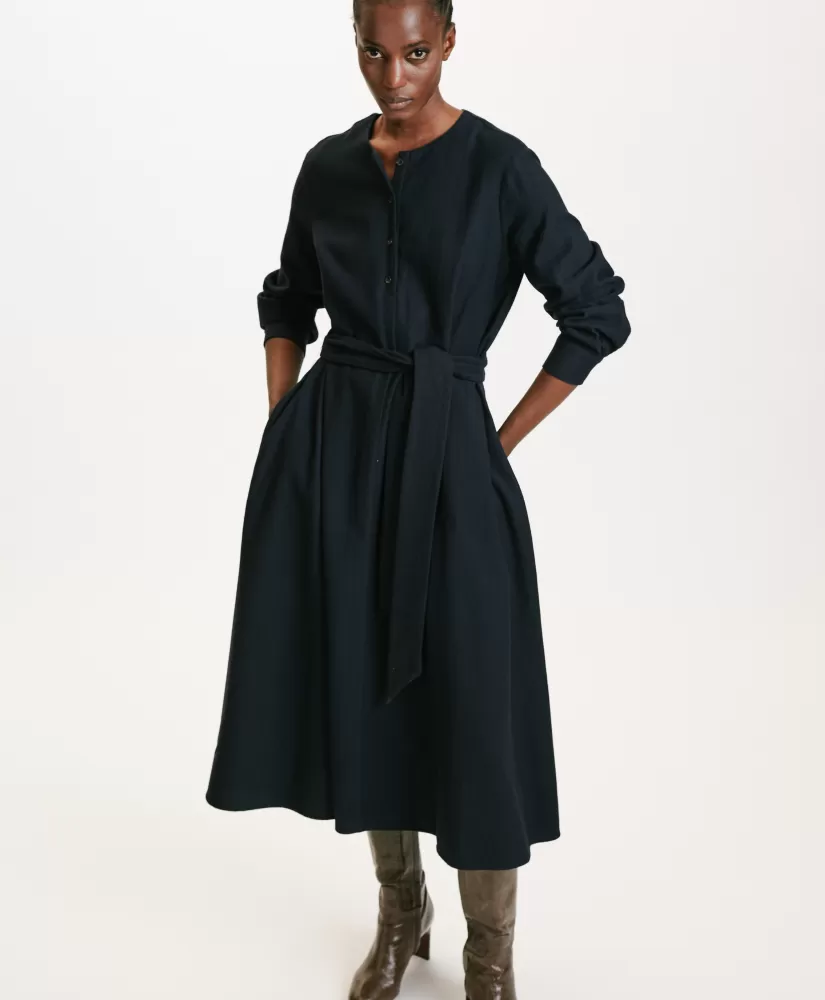VESTITO IZUMI IN CHEVRON COTONE LANA--Momoni Clearance