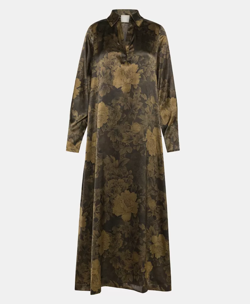 VESTITO KIKYO IN RASO STRETCH STAMPATO--Momoni Best Sale