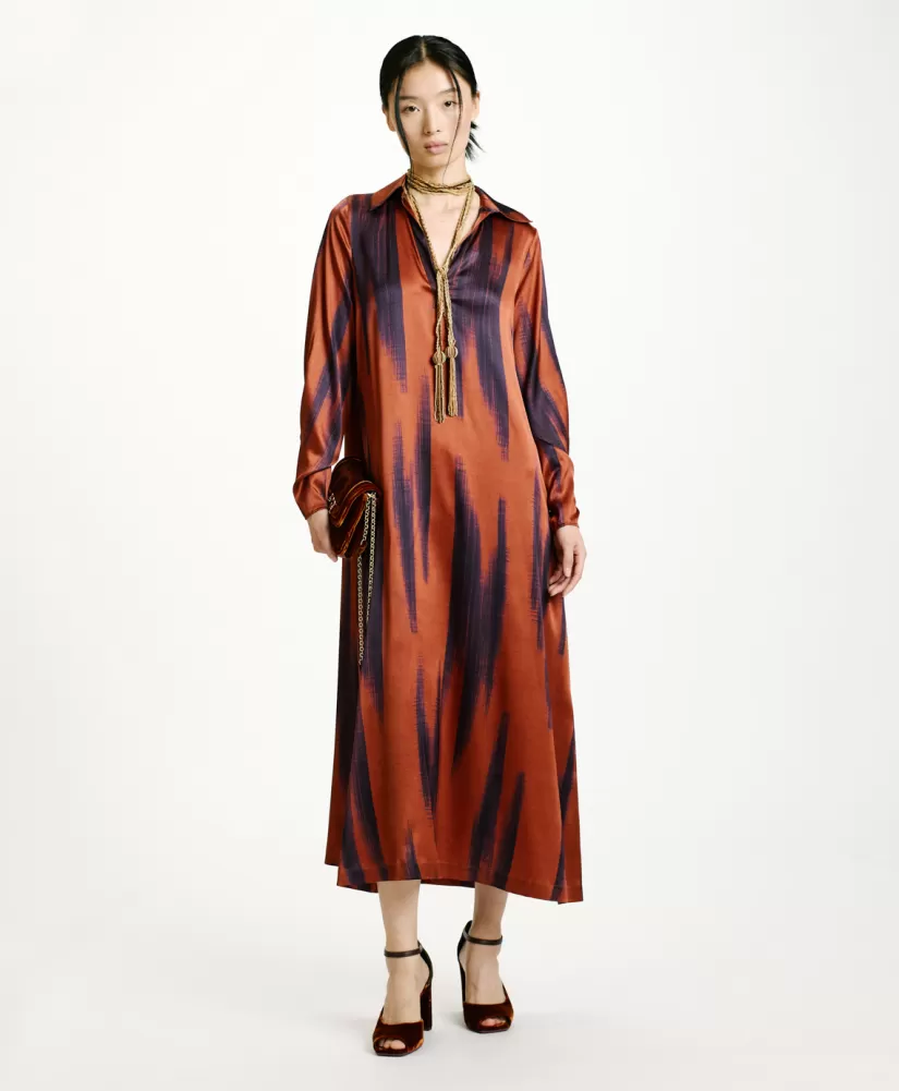 VESTITO KIKYO IN RASO STRETCH STAMPATO--Momoni Discount