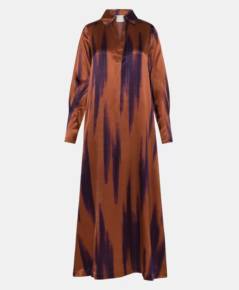VESTITO KIKYO IN RASO STRETCH STAMPATO--Momoni Discount