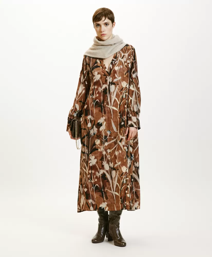 VESTITO NAO IN CREPE DE CHINE STAMPATO--Momoni Hot